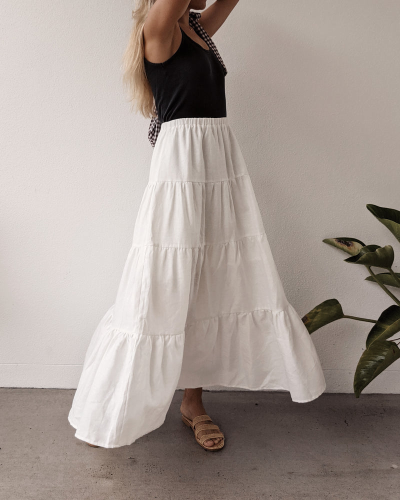 Amara Linen Maxi Skirt - Ivory – Moni ...